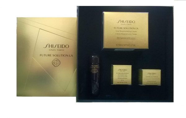 Shiseido Future Solution Lx Night Cream 50 ml Gift Set  Eye and Lips Cream 2.5 ml + Balancing Softener 25 ml + Day Cream 6 ml