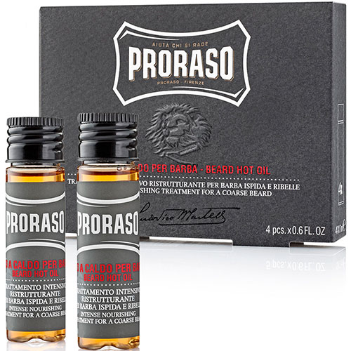 Proraso Beard Hot Oil Intense Nourishing Treatment For a Coarse Beard 4 x 17 ml