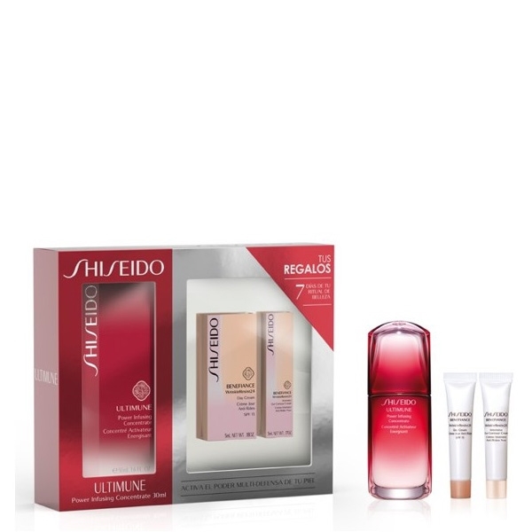 Shiseido Gift Set Ultimune Power Infusing Serum 50 ml + Day Cream 5 ml + Benefiance Wrinkle Resist 24 Eye 5 ml