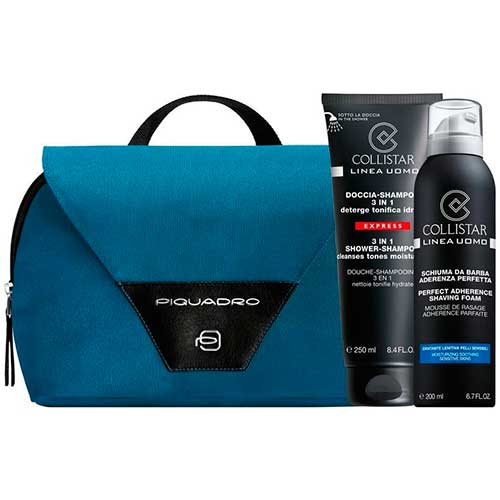 Collistar Uomo Line 3 in 1 Shower - Shampoo + Perfect Adherence Shaving Foam Gift Set Travel Bang